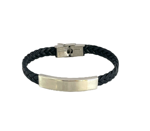 Pulsera cuero y acero quirurgico mod 060